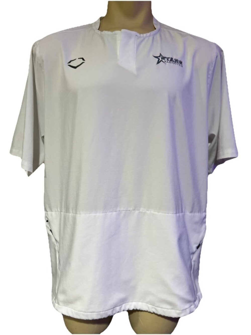 EvoShield Men's L Baseball Cage Jacket Short Sleeve BP Top White Stars Fastpitch